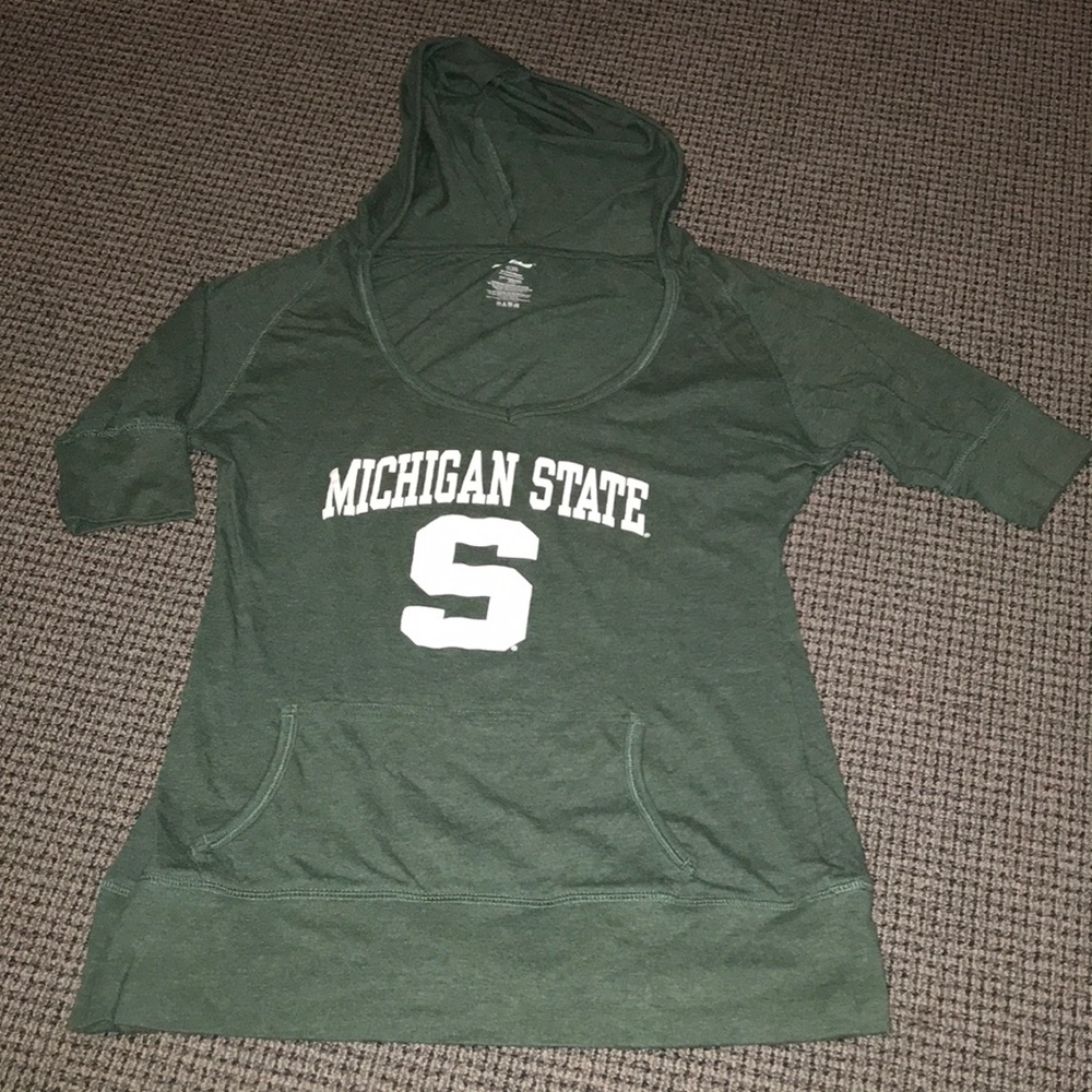 Pro Edge Michigan State Spartans Green Hooded Sweatshirt with White Logo
